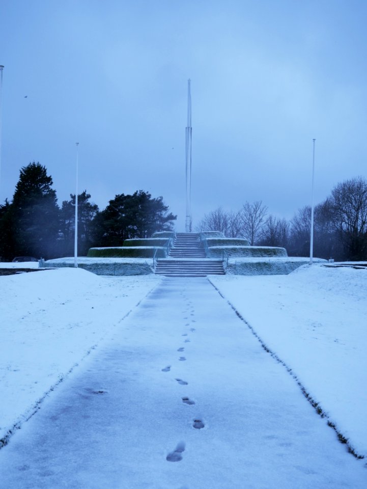 Tynwald Hill in snow, 2017