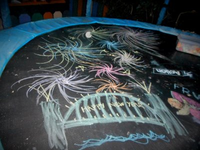 Chalk on the trampoline