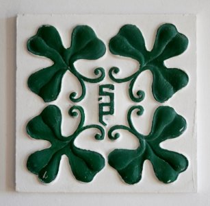 St. Patrick crest inside Jurby Church, Isle of Man