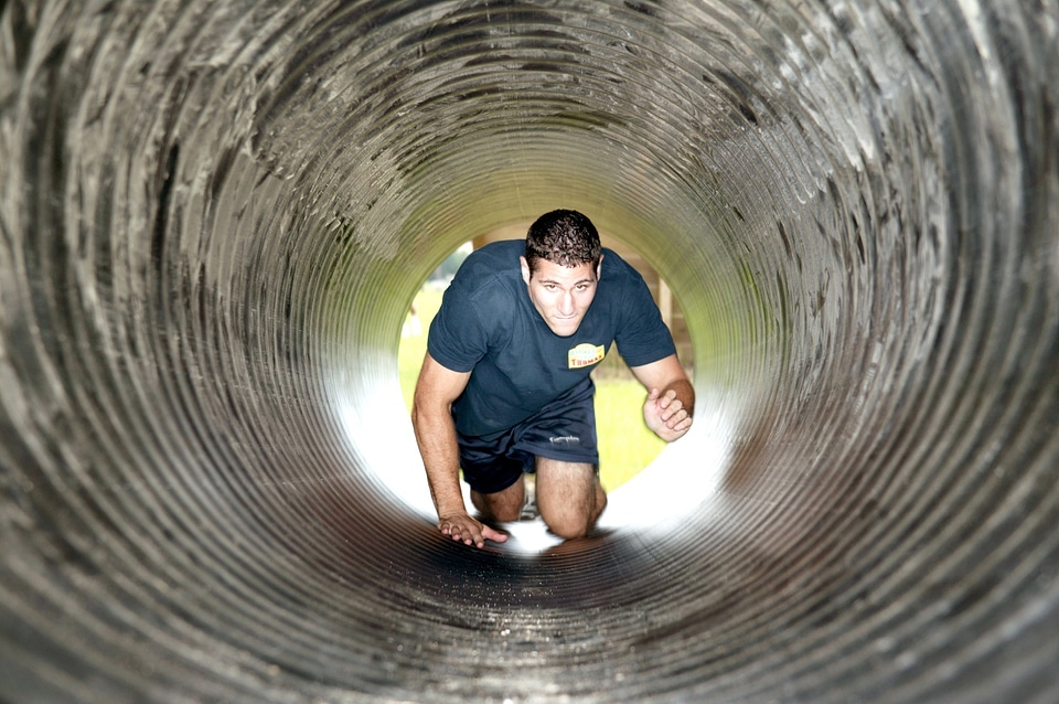 Military male crawling