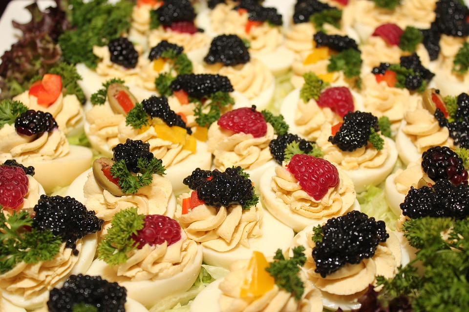 Raspberries cold buffet salad
