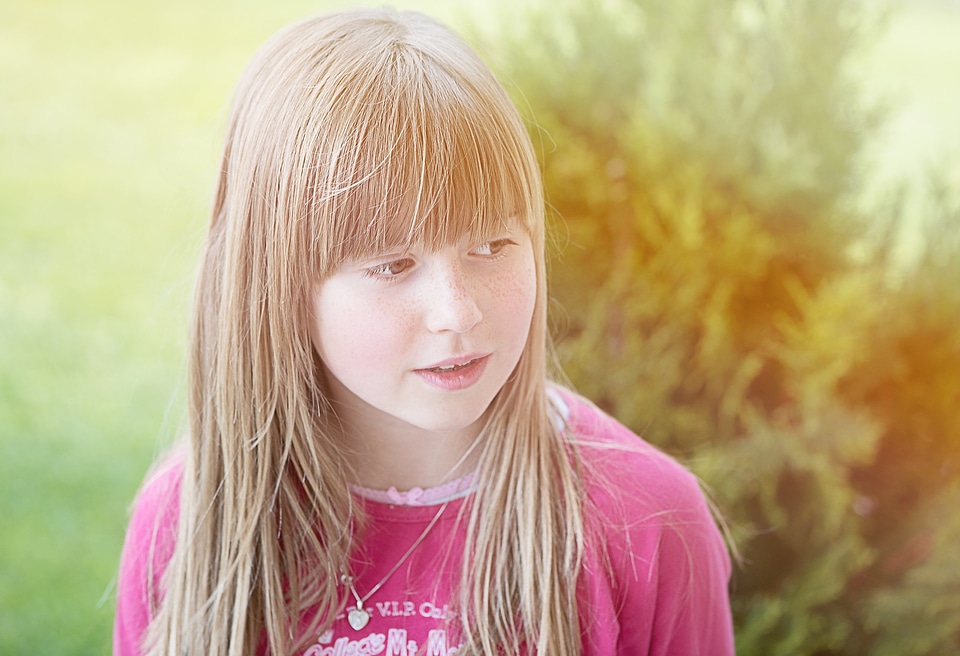 Girl blond long hair