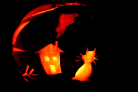 Hop-tu-naa turnip: Carvings of a house and a cat