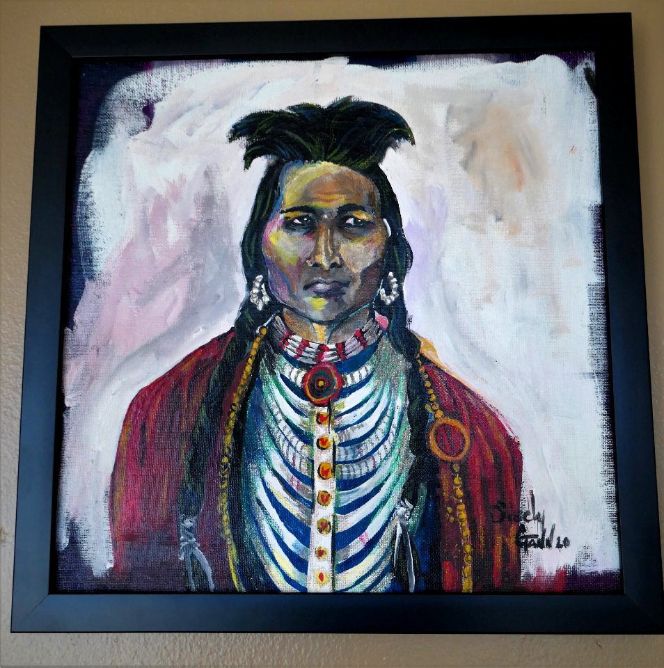 A Native American Painting by Siscly Gann of Wichita Falls, Texas