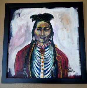 A Native American Painting by Siscly Gann of Wichita Falls, Texas