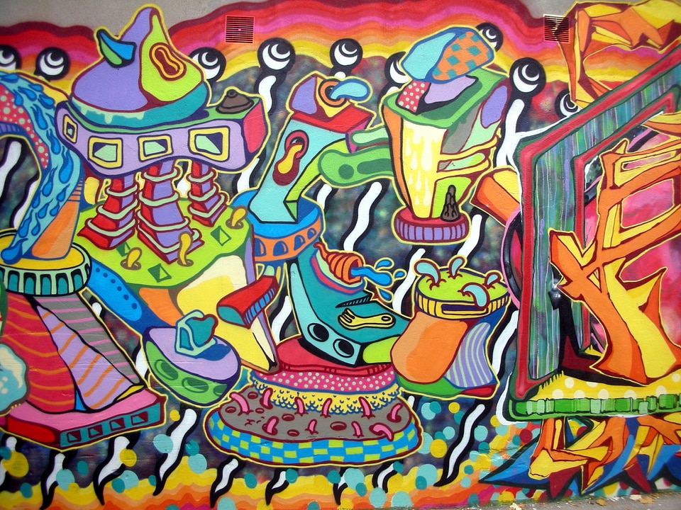 Mural graffiti street of tar