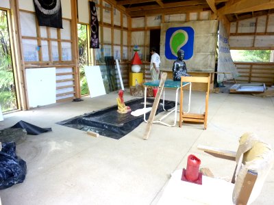 meditation area with art supplies