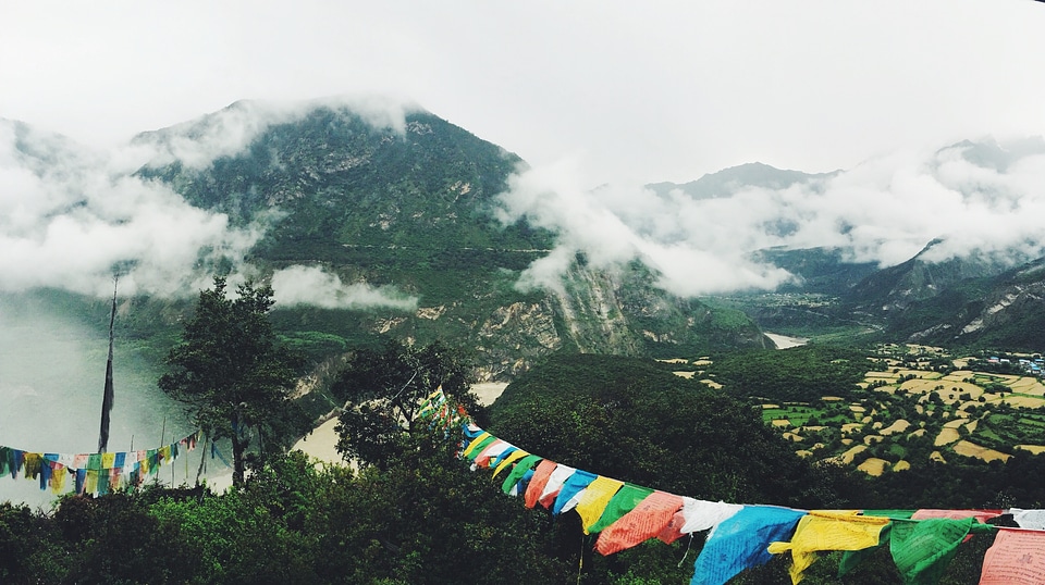 Prayer flags wind photo