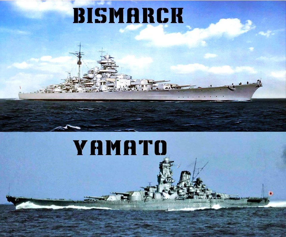 Acorazados Bismarck y Yamato de Alemania y Japón