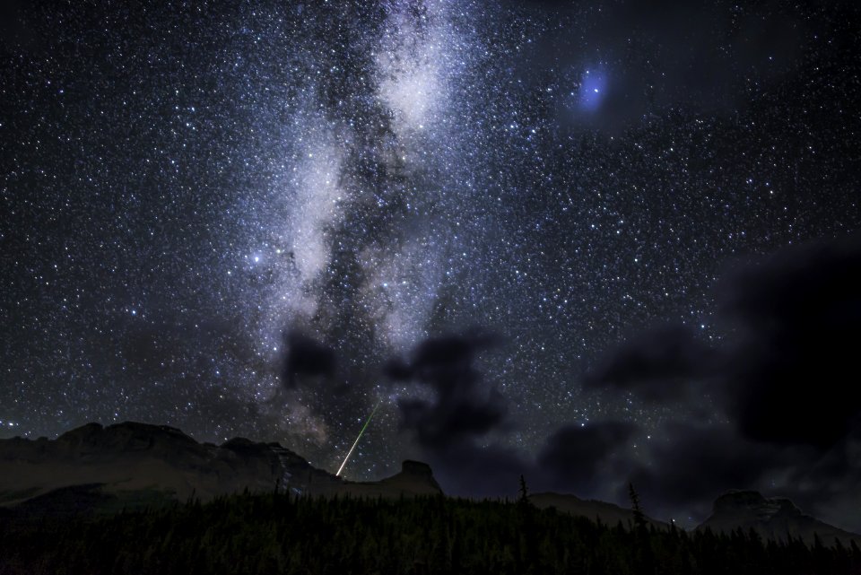 mountains meteor milkyway
