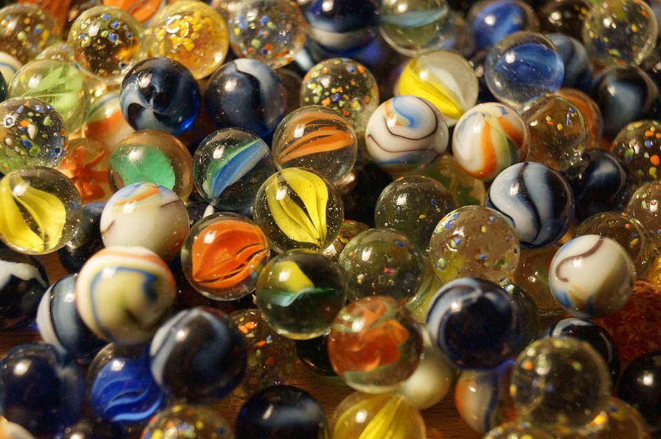 Glass marbles colorful color