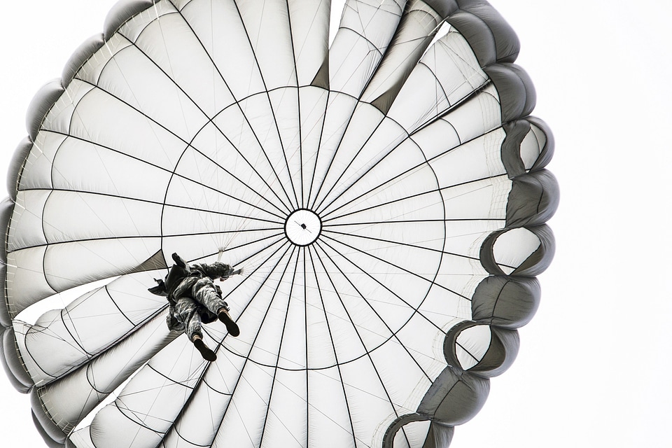 Parachuting floating canopy
