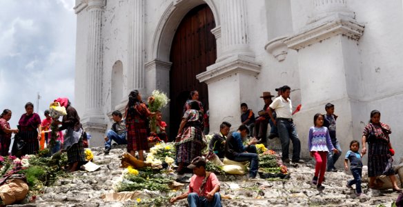 Social portrait at the church gates in Chichicastenango