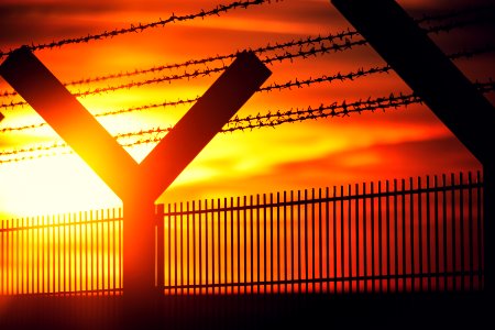 Electrified Fence on a Sunny Winter Day photo