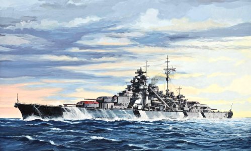 Acorazado Bismarck. Ilustración alemana