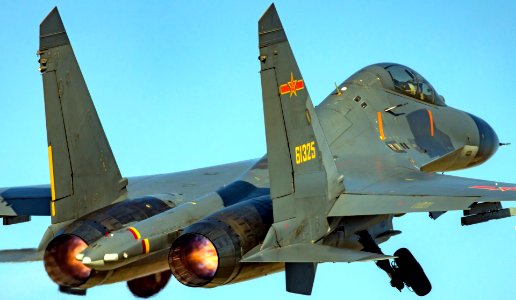 J-11BS Aircraft on Full Afterburners
