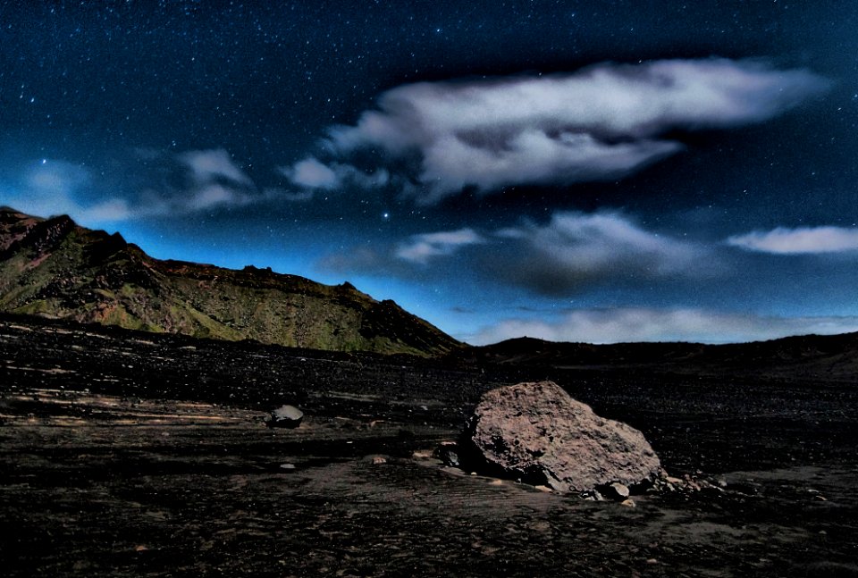 Crater neighborhood of late-night Aso