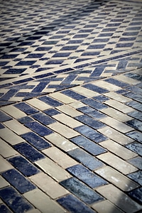 Tile white blue