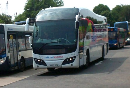 ae10jtx, national express coach, coming into the canterbury bus station, (tuesday 7th of june 2016)