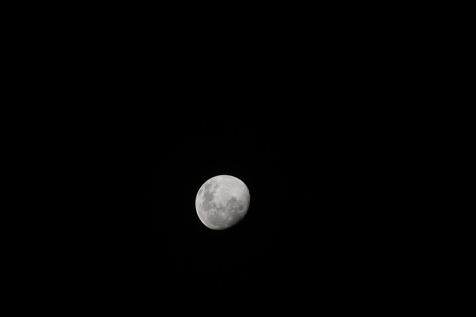 Black background lunar surface craters