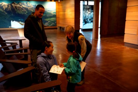 Volunteer and Visitors at the Laurance S. Rockefeller Preserve Center