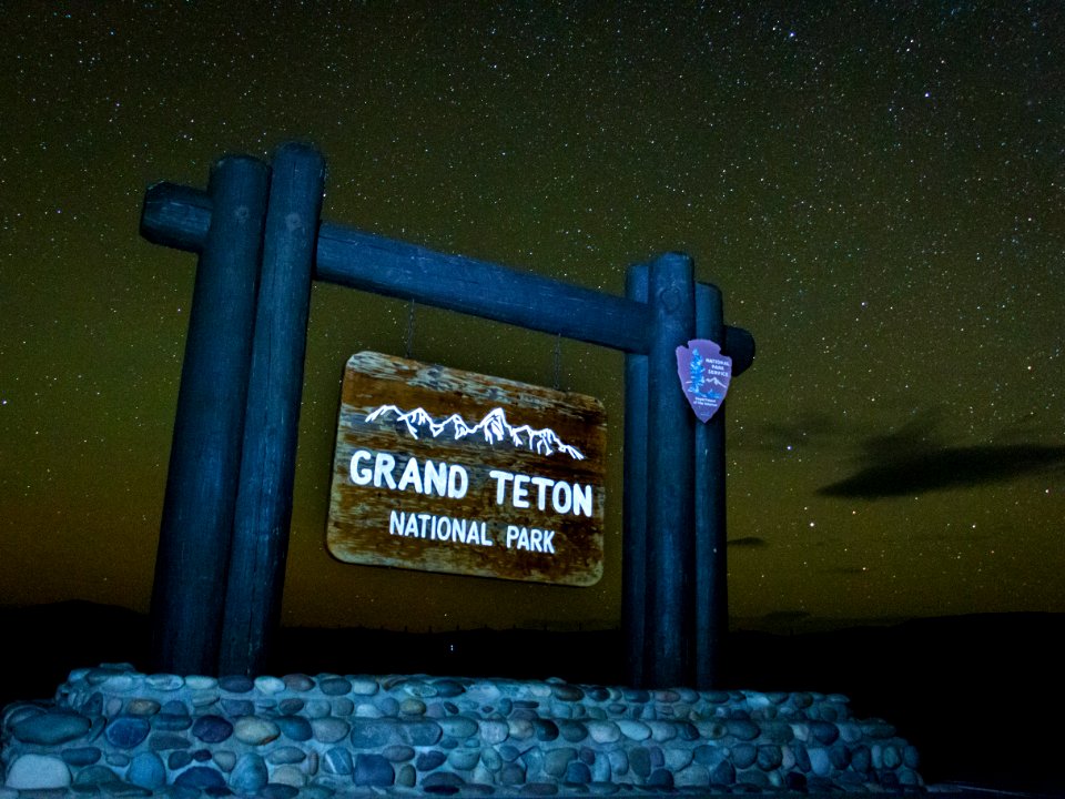 Grand Teton Sign at Night