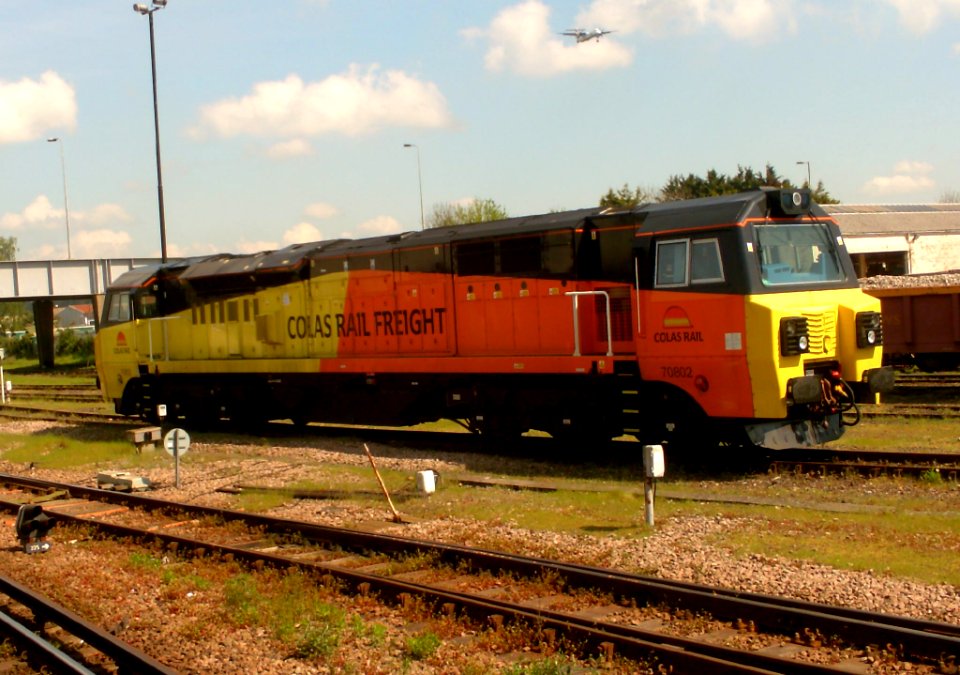 70802 in colas rail livery at eastleigh 30th april 2014