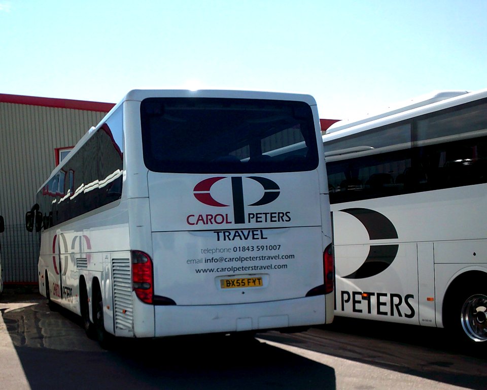 bx55fyt, carol peters travel coach, at the carol peters coach depot, on manston road in ramsgate, (taken on 4th of july 2015)