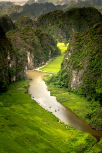 Gorge and paddy fields, northern Vietnam photo