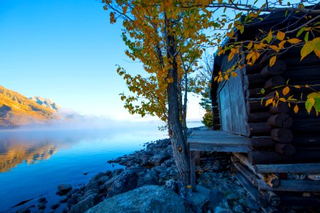 Jenny Lake Boat House in fall