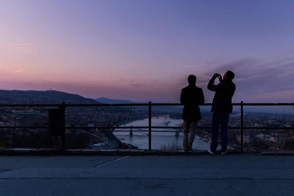 People sky river