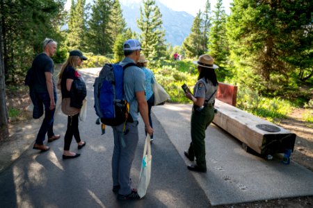 Visitors and Ranger at the Jenny Lake area photo