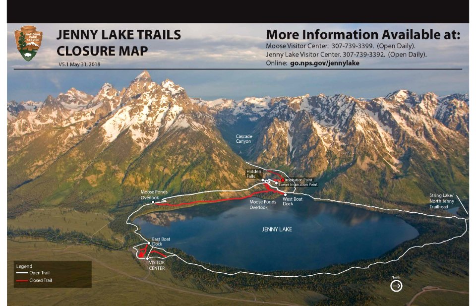 Jenny Lake Trails Closure Map