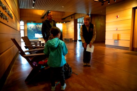 Volunteer and Visitors at the Laurance S. Rockefeller Preserve Center