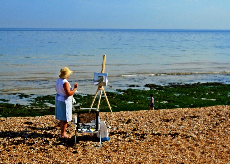 Painting the sea at Kingsdown, Deal