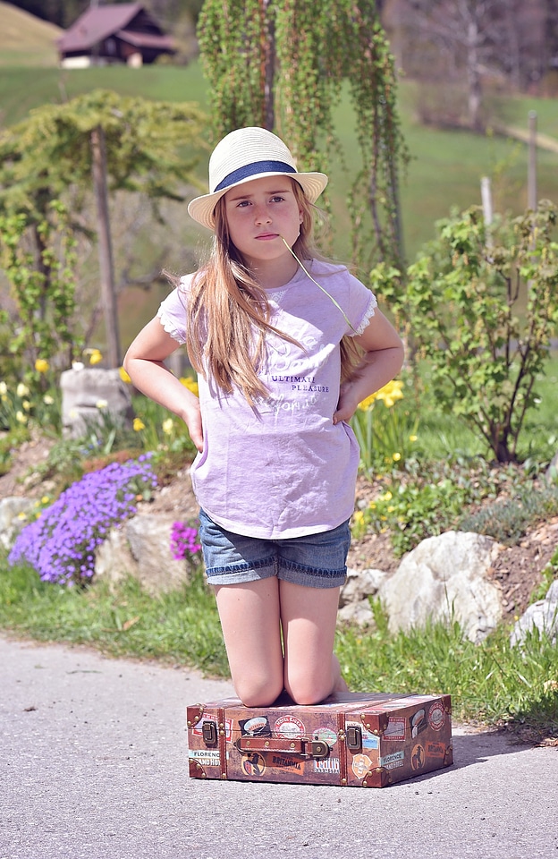Girl blond hat