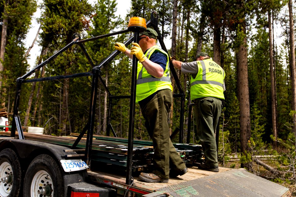 Grand Teton Roads Crew Collecting Snow Poles