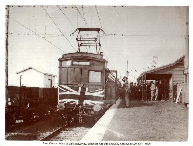 First electric train at Glen Waverley railway station, when the line was officially opened on 5th May, 1930 photo