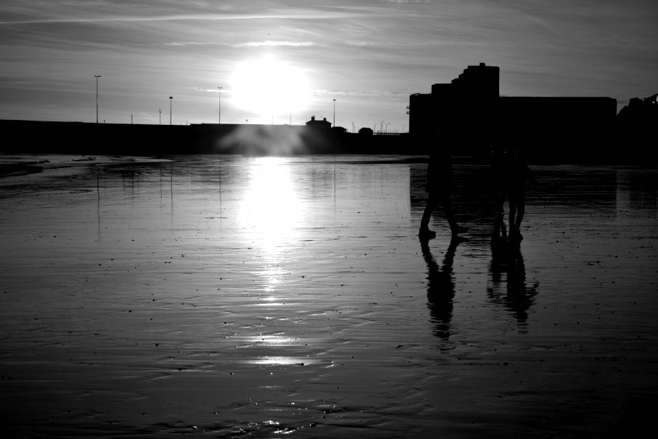 Folkestone sunset black and white