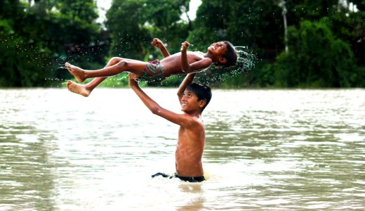Playing in water, Bangladesh