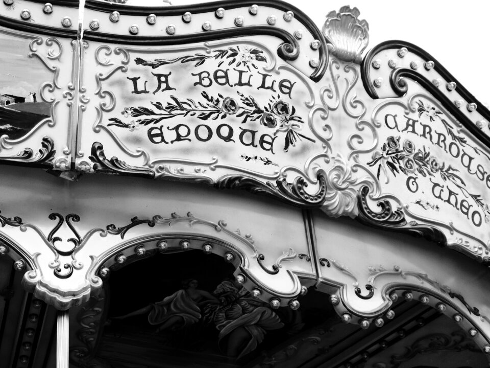 Retro carousel black and white