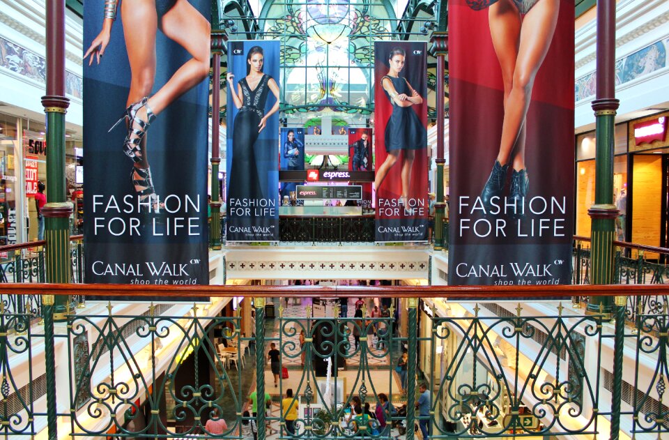Advertising railing shopping street