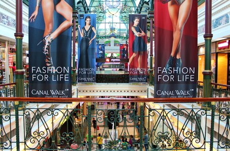 Advertising railing shopping street