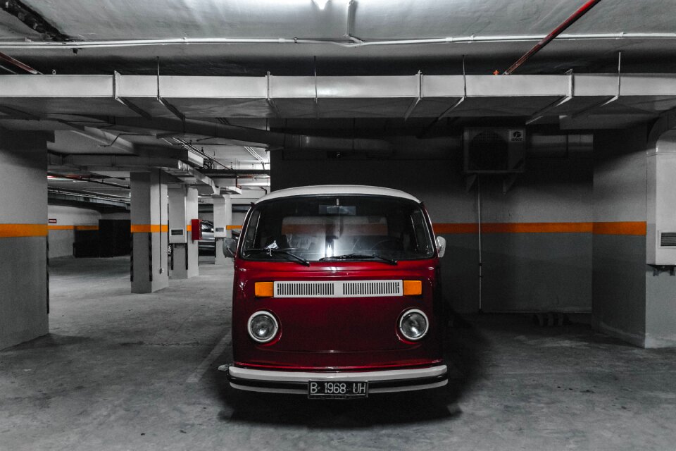 Underground parking parked vw automobile