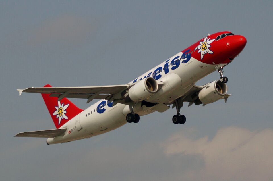 Take off flying airliner
