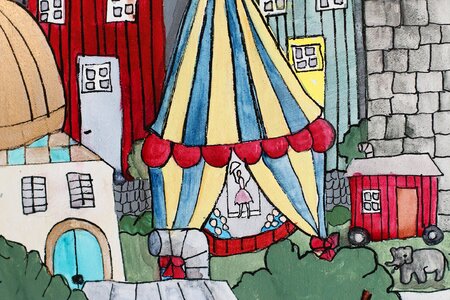 Watercolor plate circus