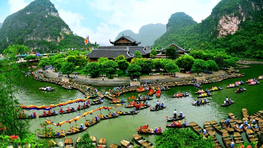 Temple festival and waterscape, Vietnam