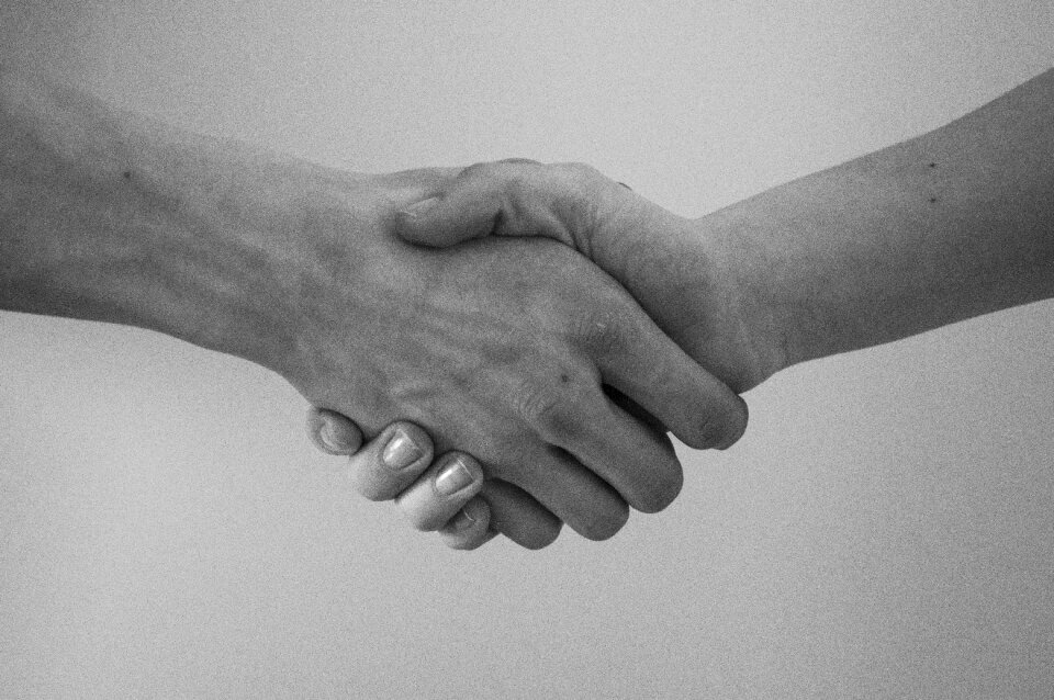 Greeting agreement hand shaking