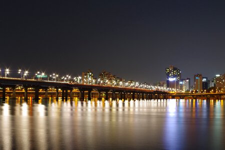 Night photography seoul bridge photo