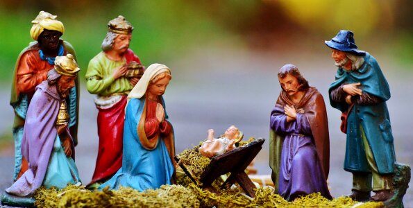 Nativity scene crib father christmas photo